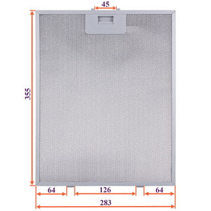 Grease filter for hood (metal) 283x355x8mm (for clips, universal)