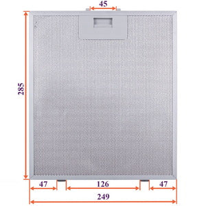 Фільтр жировий для витяжки (метал) 249х285х8мм (на кліпси, універсальний)
