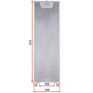 Grease filter for hood (metal) 166x515x8mm (for clips, universal)