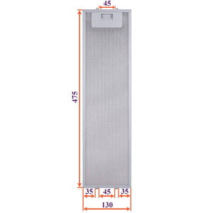 Grease filter for hood (metal) 130x475x8mm (for clips, universal)