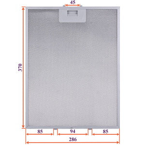 Grease filter for hood (metal) 286x370x8mm (for clips, universal)