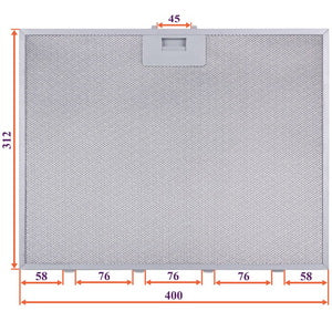 Grease filter for hood (metal) 400x312x8mm (for clips, universal)