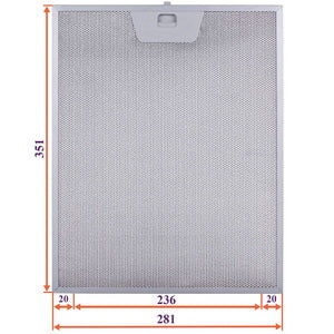 Grease filter for hood (metal) 281x351x8mm (for latches, universal)