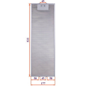 Фильтр жировой для вытяжки (металлический) 177x533x8мм (на клипсы, универсальный)