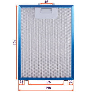 Grease filter for hood (metal) 268x198x8mm (for clips, universal)