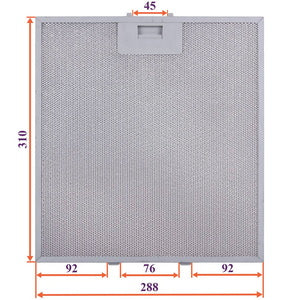 Grease filter (metal) for hood 288x310x8mm (for clips, universal)