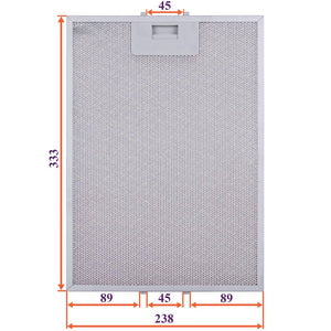 Grease filter for hood (metal) 238x333x8mm (for latches, universal)