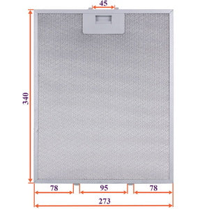 Grease filter (metal) for hood 273x340x8mm (for clips, universal)