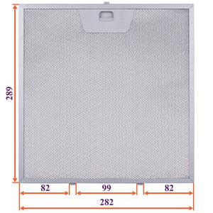 Grease filter (metal) for hood 282x289x8mm (for clips, universal)