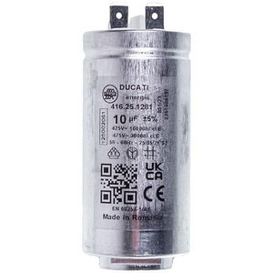 Capacitor for drying washing machine AEG 1250020615 Ducati 10uF 425V 72x35mm (2 terminals)