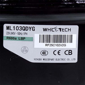 Refrigerator compressor WhiceTech ML103QDYG R600a 168W (with start relay)