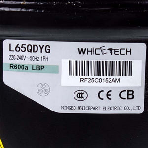 Compressor for refrigerator WhiceTech L65QDYG R600a 110W (with start relay)
