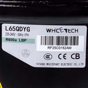 Compressor for refrigerator WhiceTech L65QDYG R600a 110W (with start relay)