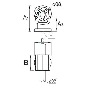 Plastic wire holder M6 01/6 PL R red