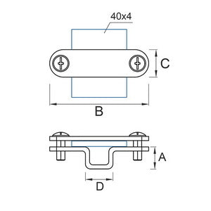 Band holder 40mm steel galvanically galvanized 02/40.2 OC