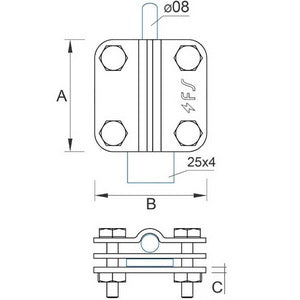 Clamp strip/wire D=8-10mm galvanized steel 04/8.3 OC