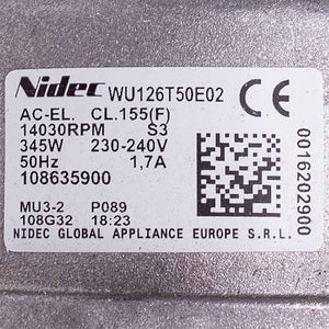 Motor for washing machine automatic Electrolux 8581086359008 Nidec 14030 RPM 240V 345W