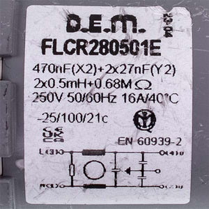 Network filter for washing machine Bosch \ Bauknecht \ Whirlpool 00171254 D.E.M. FLCR280501E, 0.47 mF / 0.5 mH