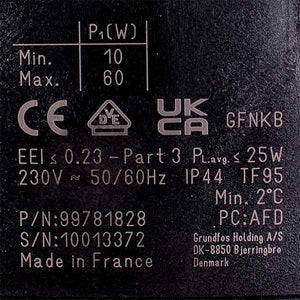 Frequency circulation pump Grundfos UPMO 15-60 for gas boiler Vaillant MAX 0010030634