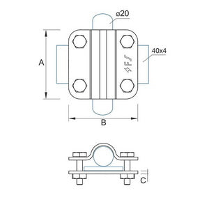 Clamp rod D=16-20mm/strip 40mm steel galvanically galvanized 44/20.3 OS