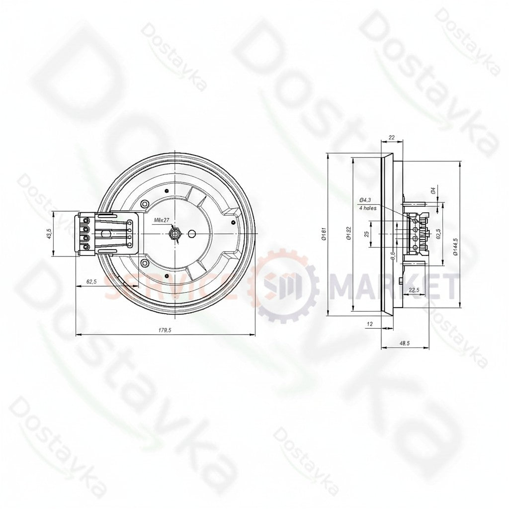 Indesit C00099673 EGO Конфорка для электроплиты Indesit диаметр 145мм 1000Вт