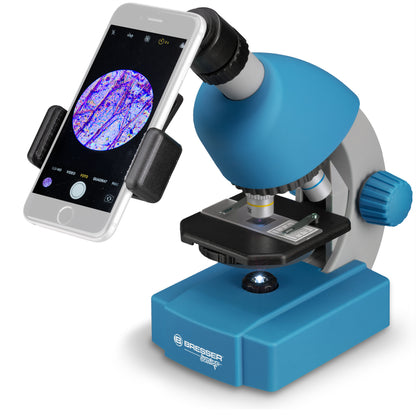 Microscope Bresser Junior 40x-640x Blue with follow-up kit and adapter for smartphone (8851300WXH000)