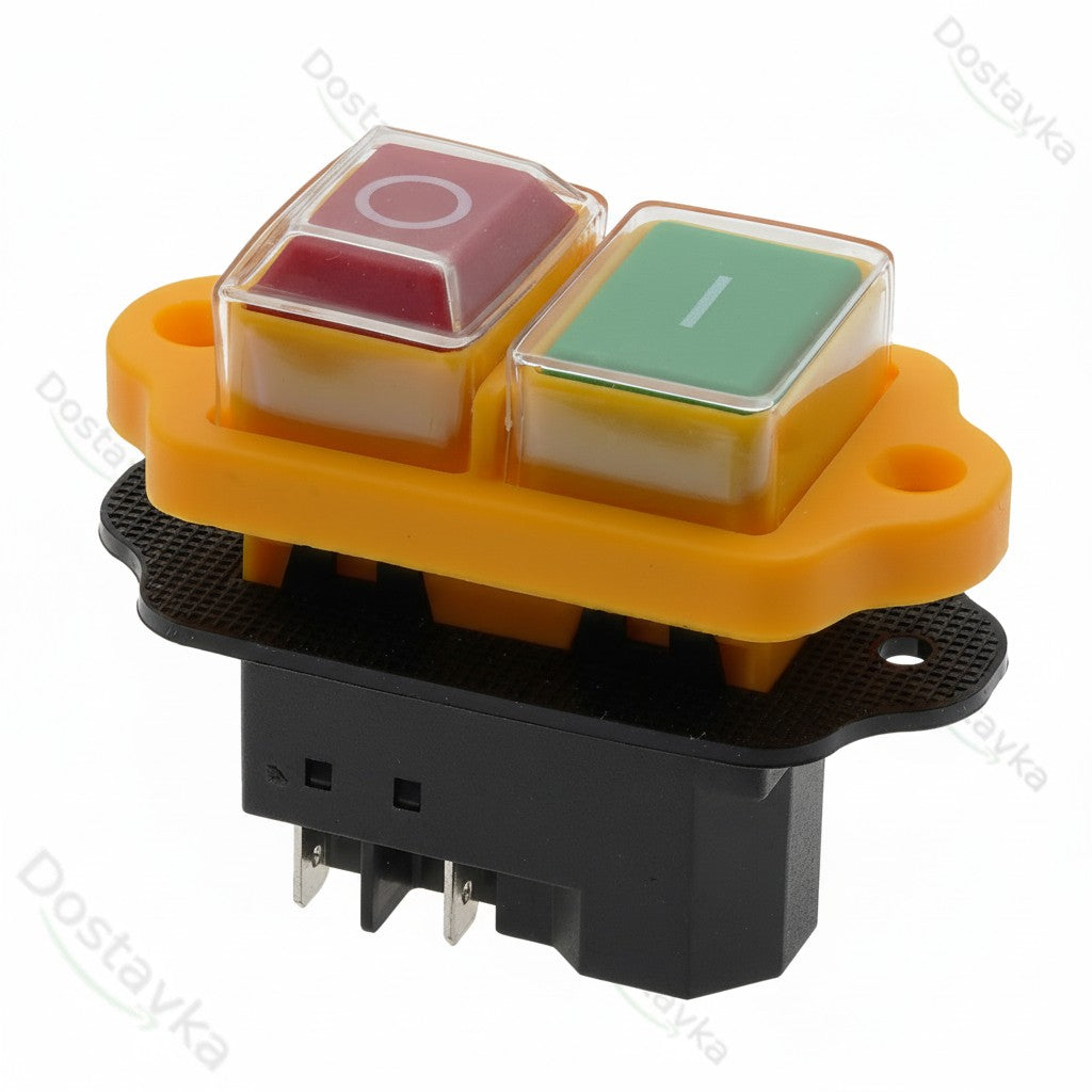 Кнопка для бетономешалки и станка желтая 5 контактов