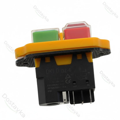 Кнопка для бетономешалки и станка желтая 5 контактов