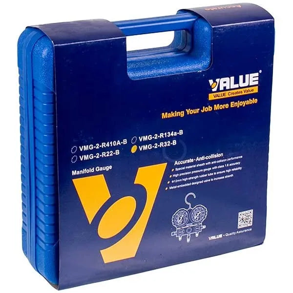 Manometric manifold 2-valve VALUE VMG-2-R32В-NEW + hoses 3pcs.x1500mm (R32 R410 R22)