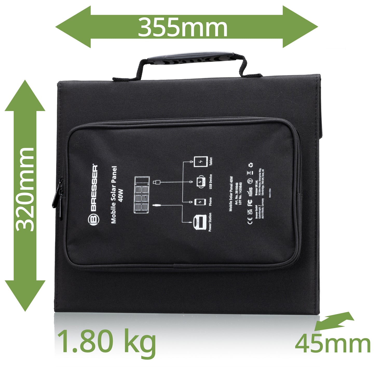 Portable charging device for Sony's Bresser Mobile Solar Charger 40 Watt USB DC (3810040)