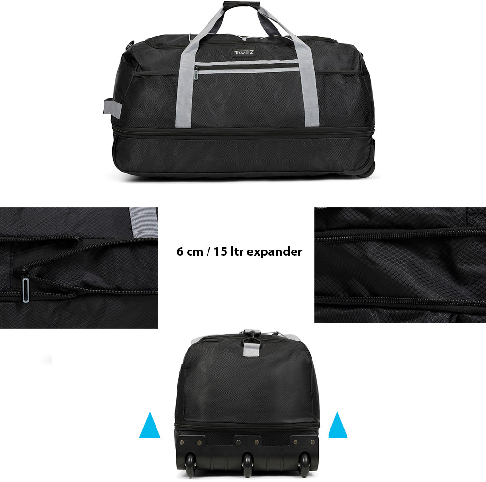 Travel bag on wheels TravelZ Wheelbag Doubleloader foldable black 80(95)L (603096)