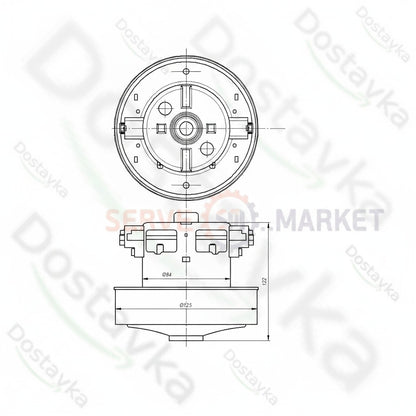 Двигатель для пылесоса Gorenje 464813 PHb-T-03R128590 Диаметр=125/84 мм Высота=29/122 мм 2300 Вт