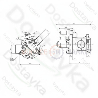 Beko Washing Machine Drain Pump Assembly (2880401800, 34W, B15-6AZ)