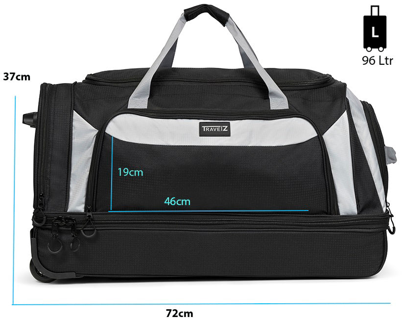 Travel bag on wheels TravelZ Wheelbag Doubleloader black 96L (603098)