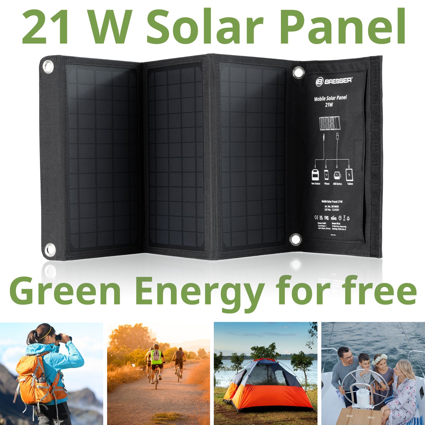 Portable charging device Sonya panel Bresser Mobile Solar Charger 21 Watt USB DC (3810030)