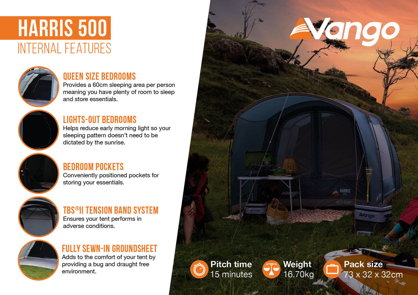 Tennis mantle Vango Harris 500 Mineral Green (TETHARRIS000002)