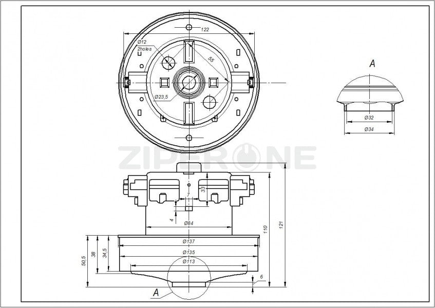 Motor for vacuum cleaner Samsung DJ31-00097A 2000W D=135/84mm H=35/111mm (with protrusion)
