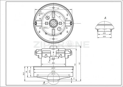Motor for vacuum cleaner Samsung DJ31-00097A 2000W D=135/84mm H=35/111mm (with protrusion)