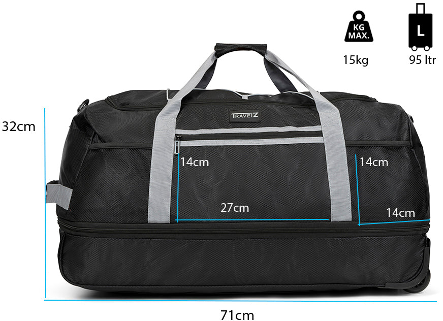Travel bag on wheels TravelZ Wheelbag Doubleloader foldable black 80(95)L (603096)