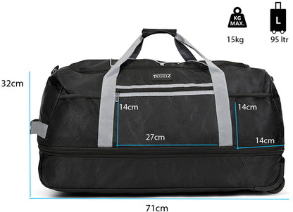 Travel bag on wheels TravelZ Wheelbag Doubleloader foldable black 80(95)L (603096)
