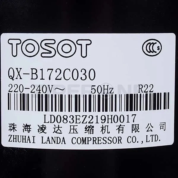 Compressor 9" QX-B172C030, R-22, 220-240V, 50Hz Tosot for air conditioner