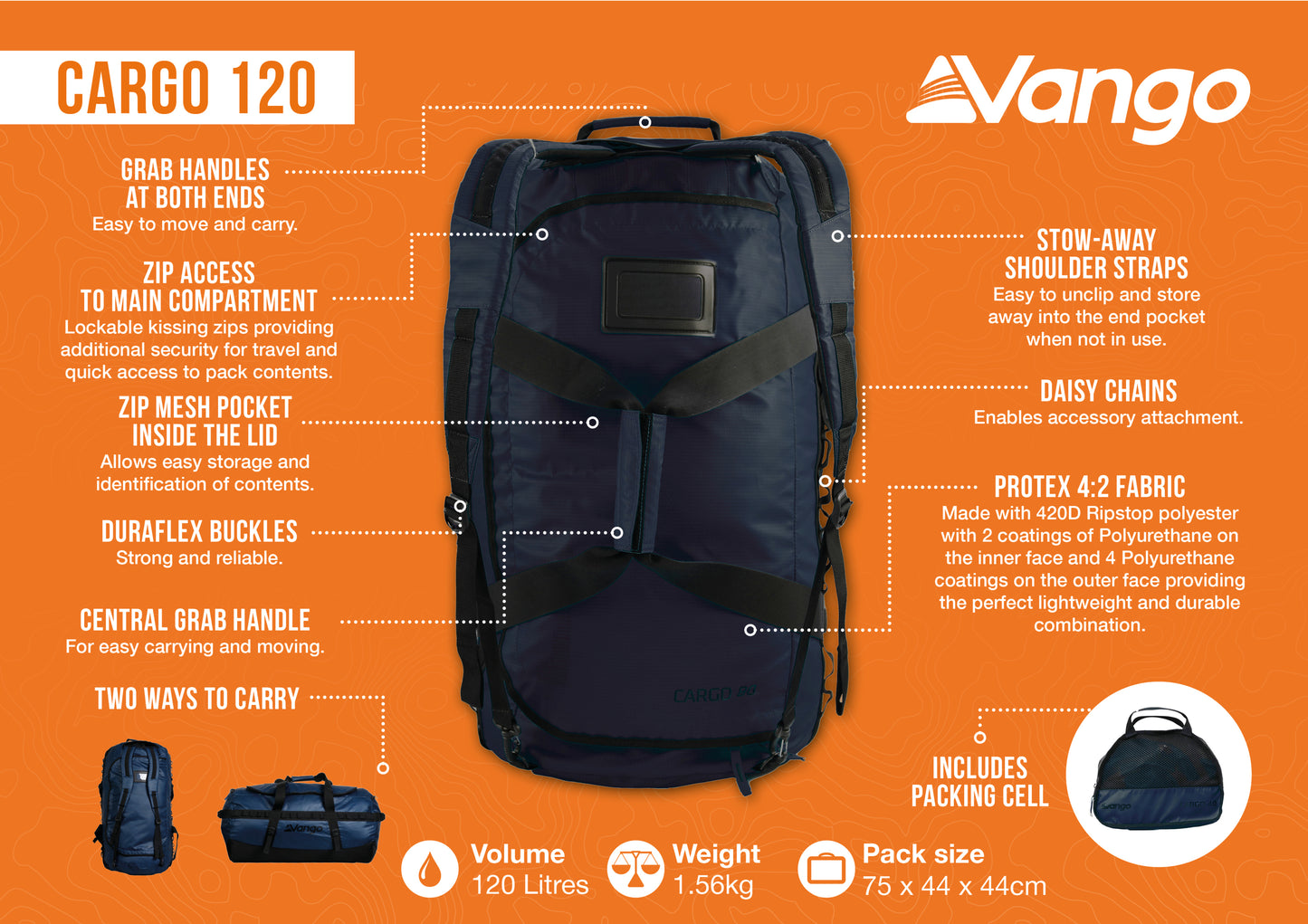 Travel bag Vango Cargo 120 Moonlit Ocean (RUUCARGO0000001)