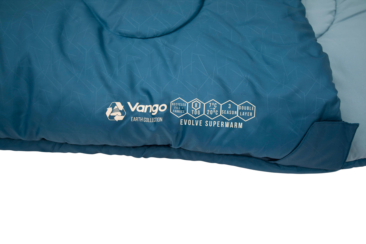 Sleeping bag Vango Evolve Superwarm Single/+2°C Moroccan Blue Left (SBREVOLVEM23TJ8)
