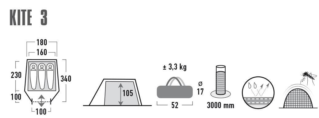High Peak Kite 3 Pesto/Red (10189)