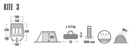 High Peak Kite 3 Pesto/Red (10189)