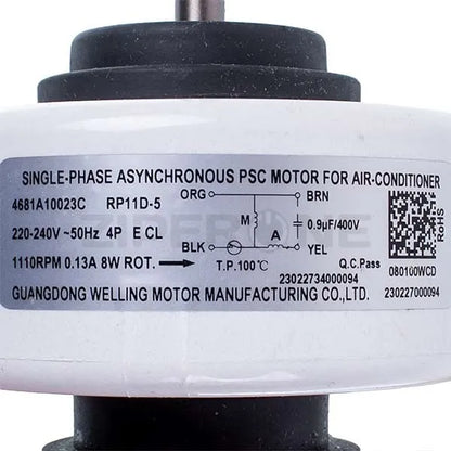 Beko air conditioner fan unit motor RP11D-5 8W 240V 0.13A rod 8x70mm (5400361003)