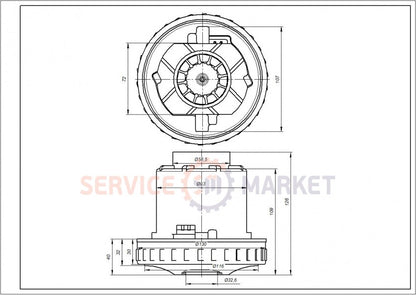 Vacuum cleaner washing motor D=130/92mm H=31/128mm 1500W Whicepart HX-80L