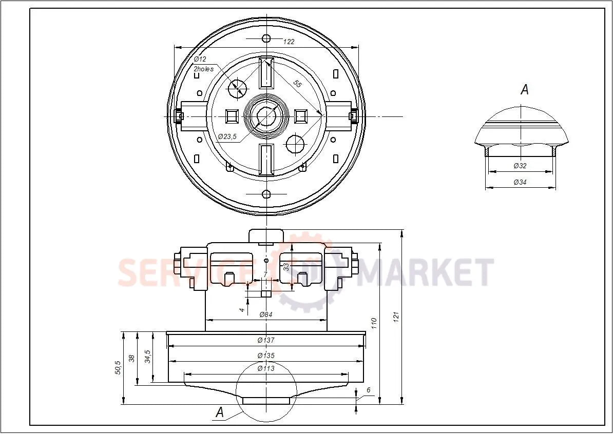 Samsung vacuum cleaner Motor DJ31-00097A 2000W D=135/84mm H=35/111mm (with protrusion)