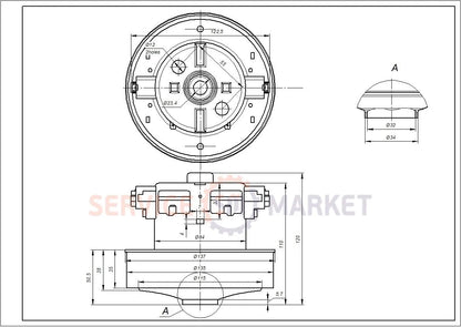 Samsung vacuum cleaner motor DJ31-00067P 1800W D135/84mm H35/111mm (with protrusion)