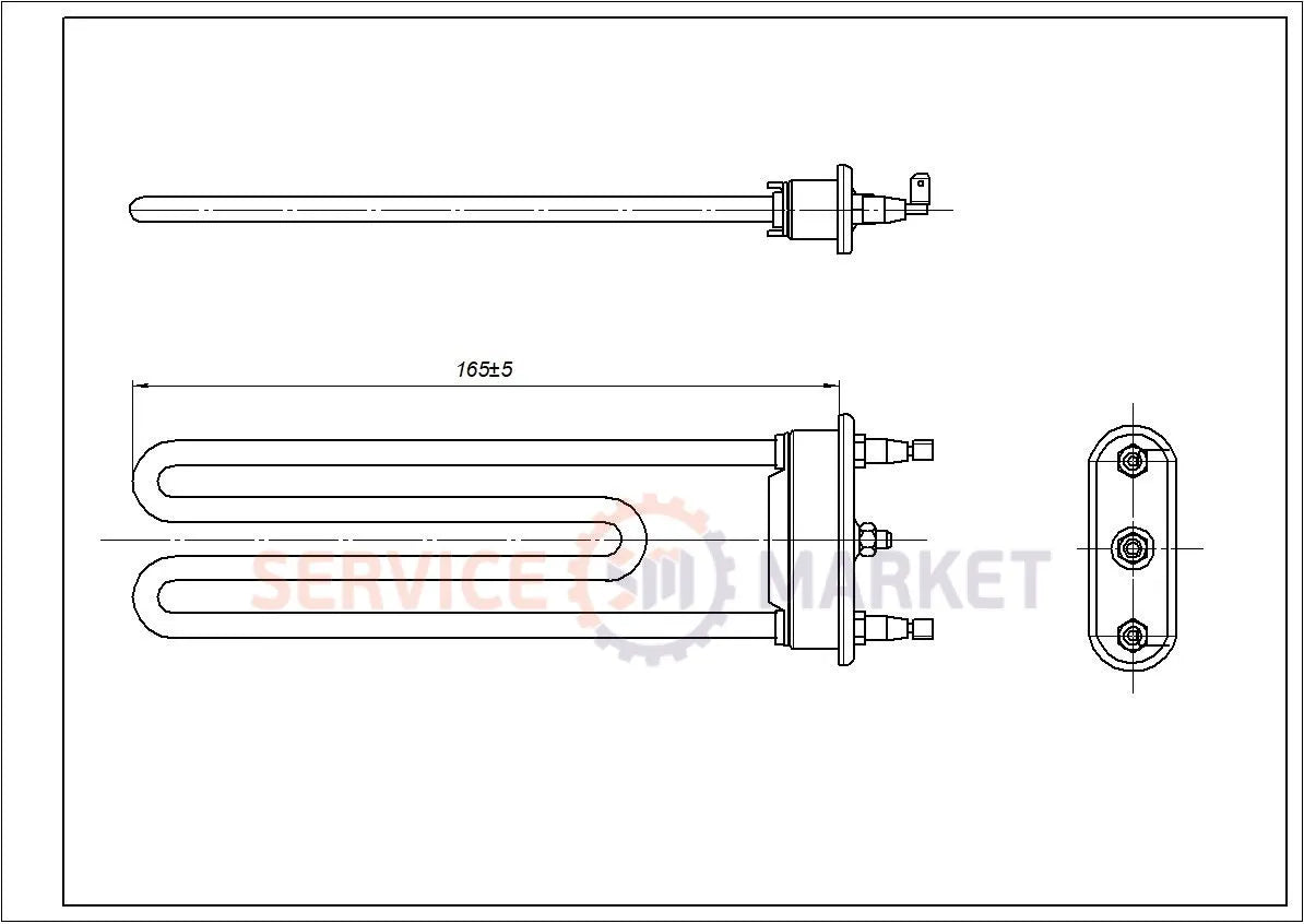 ТЭН для стиральной машины Ariston C00094715 Kawai TPO 165-SG-1700 L=165 мм 1700 Вт